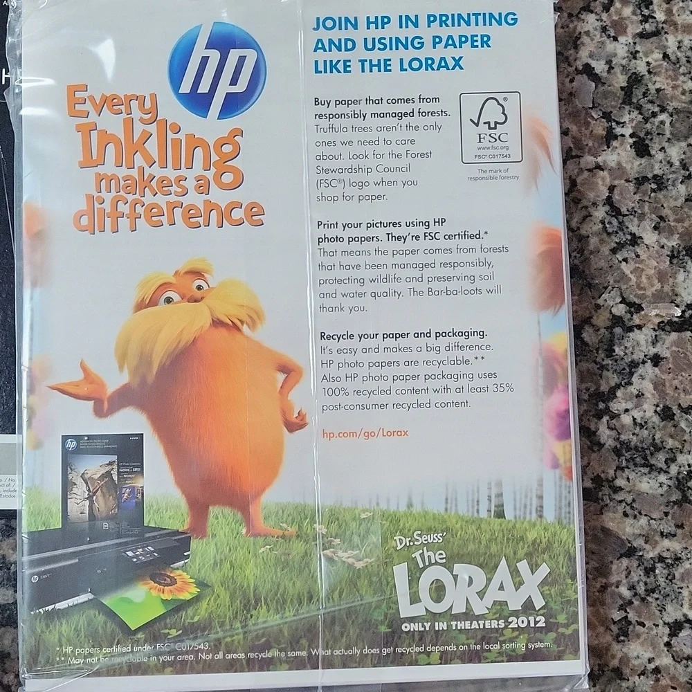 HP Everyday Photo Paper contains 43 new sheets 8.5